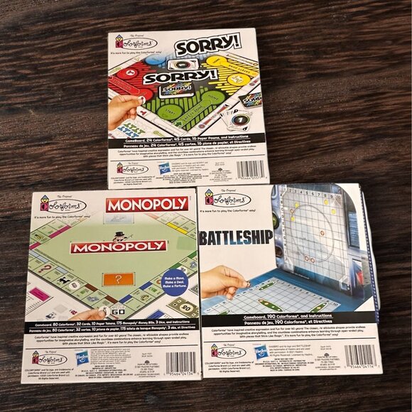Colorforms Classic Board Games Set - Sorry! Monopoly & Battleship - Ages 6+ - St - Picture 5 of 11